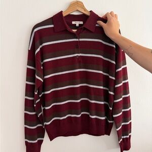 Madewell Striped Polo Sweater in Merino Wool